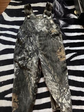 Baby Camo-Pattern Overalls in Olive and Tan